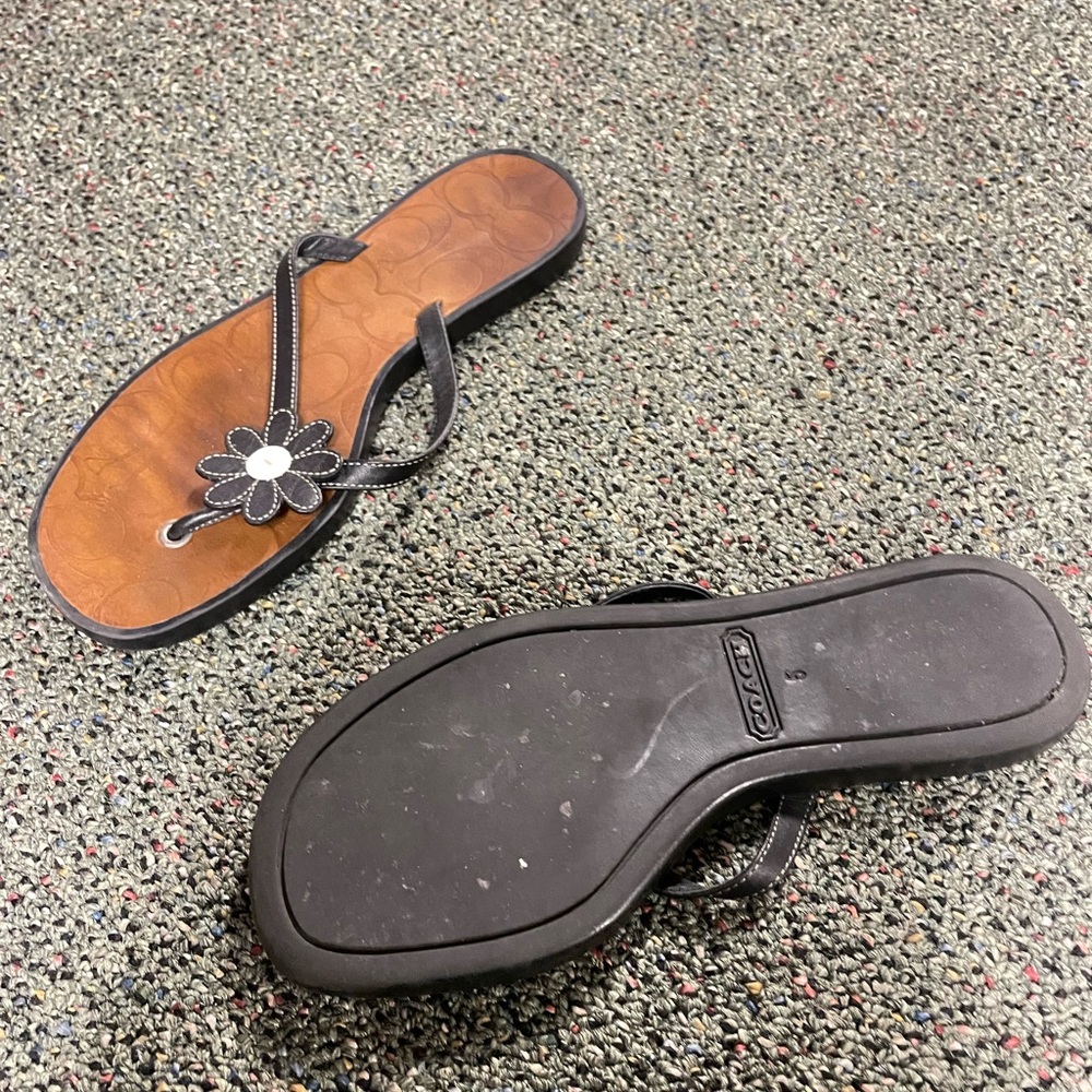 Coach Black and Brown Floral Sandals - Picture 4 of 4